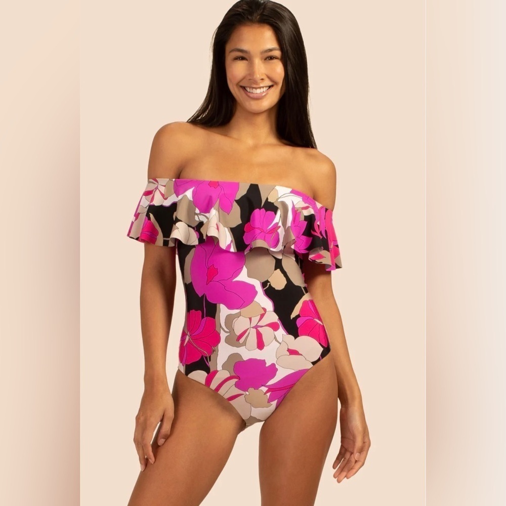 Trina Turk LYNX GEMINI OFF THE SHOULDER ONE‎ PIECE Size 10 EUC